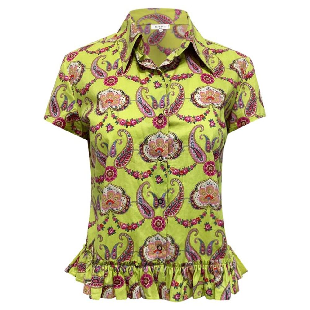 Etro Printed Short Sleeve Blouse in Multicolor Cotton